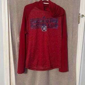Adidas Chicago Fire Soccer Club Red Hooded Long Sleeve Youth Medium